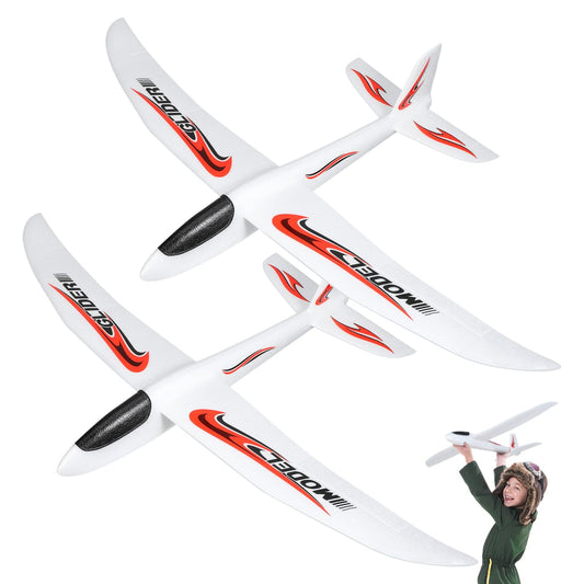 NUOBESTY 2 Pack Airplane, 39" Large Throwing Glider Plane Toy 2 Flight Modes Foam Glider Airplane for Kids Flying Plane Toys for Boys, Girls to Outdoor Play, Birthday Party Favor