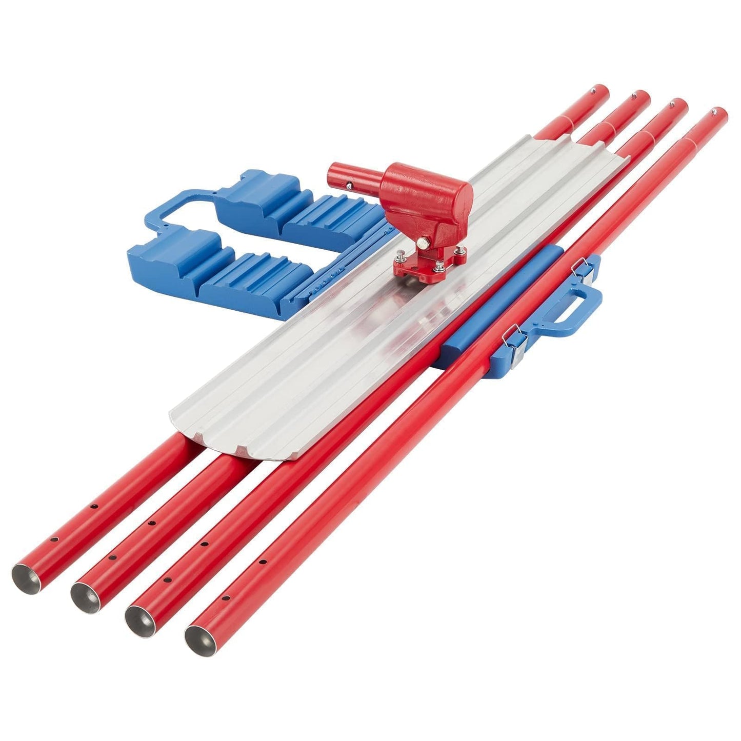 Garvee 36 x 8 Inch Magnesium Concrete Bull Float with Round Ends, Includes 4 Float Handle Bracket, Cement Finishing Tool Kit for Smooth Surface Work (Red)
