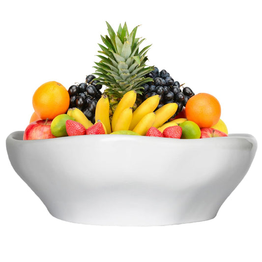 SIEBOLD 12.2'' Fruit Bowl for Kitchen Desktop, Modern Art Bowl,120oz Large Capacity,Can hold up to 10 full-size Baguettes, Grapes,Bananas, Pineapples