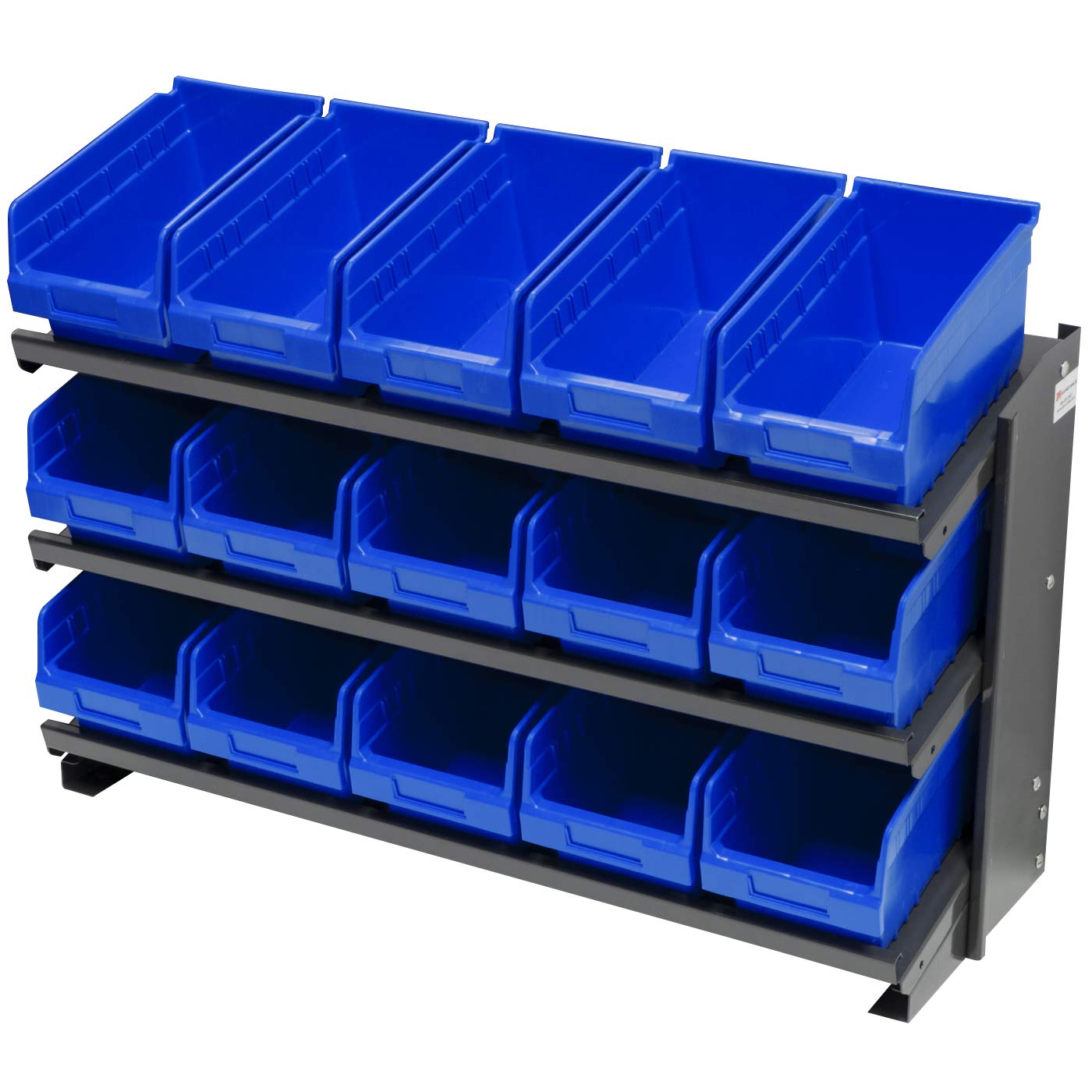 Akro-Mils APRBENCH Work Bench Storage Rack for Plastic Bins – 3 Angled Shelves (36-Inch W x 12-Inch D x 25-Inch H), Gray