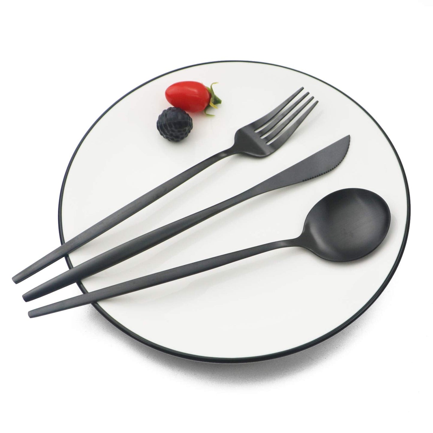 JASHII Silverware Set, 36 Piece Food Grade Stainless Steel Flatware Set Fork Spoon Knife Utensils for Daily Use and Party, Service for 6 Anti Rust, Safe in Dishwasher (Matte Black)