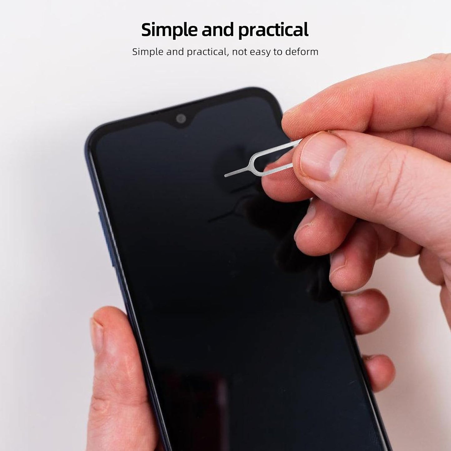 500pcs KOMBIUDA Universal Sim Card Tray Ejector Pins Silver Sim Needle Tools for Smartphones Tablets Devices