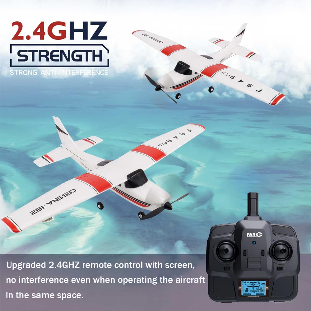 Park10 Toys RC Airliner F949pro 3CH 3D6G RC Plane for Beginner 1020 Motor 2.4GHZ LED RC Airplanes for Adults CESSNA-182 RTF RC Glider with 2 Batteries Replaceable Parts (LED 2BSL)