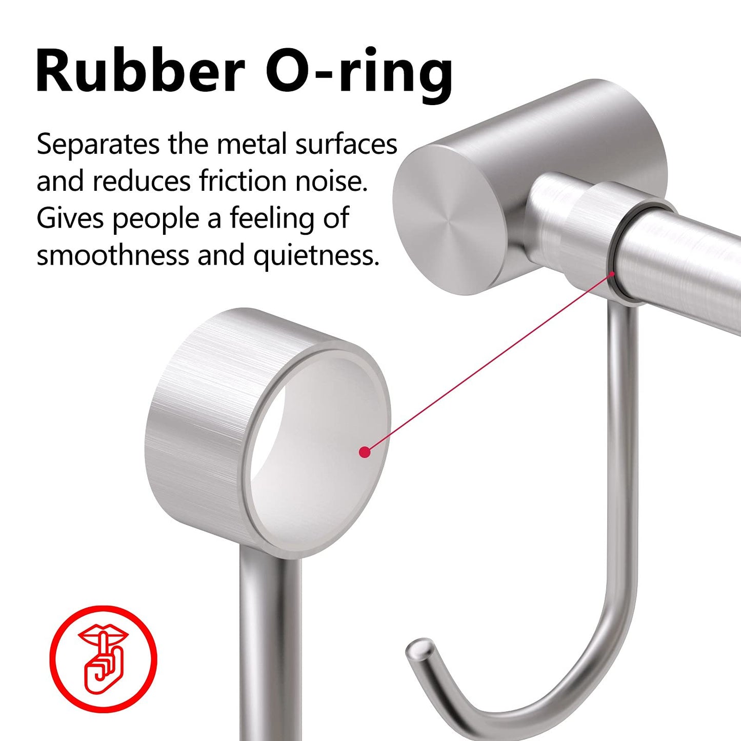 OKEPOO Kitchen Hanging Rack, 20 Inch Wall-Mounted Pot Holder with 10 Quiet Sliding Hooks, Rail Organizer Utensil Holder Bar for Cooking Spatulas Cups, Made of 304 Stainless Steel. (Silver)