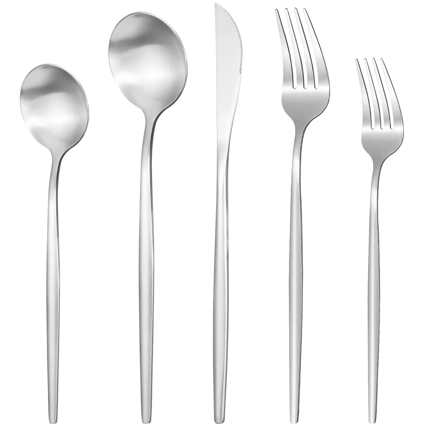 Silverware Set for 4, 20 Piece Flatware Set, Cutlery Tableware set Include Spoons And Forks Set, Stainless Steel Utensil Set, Matte polished Finish, Dishwasher Safe