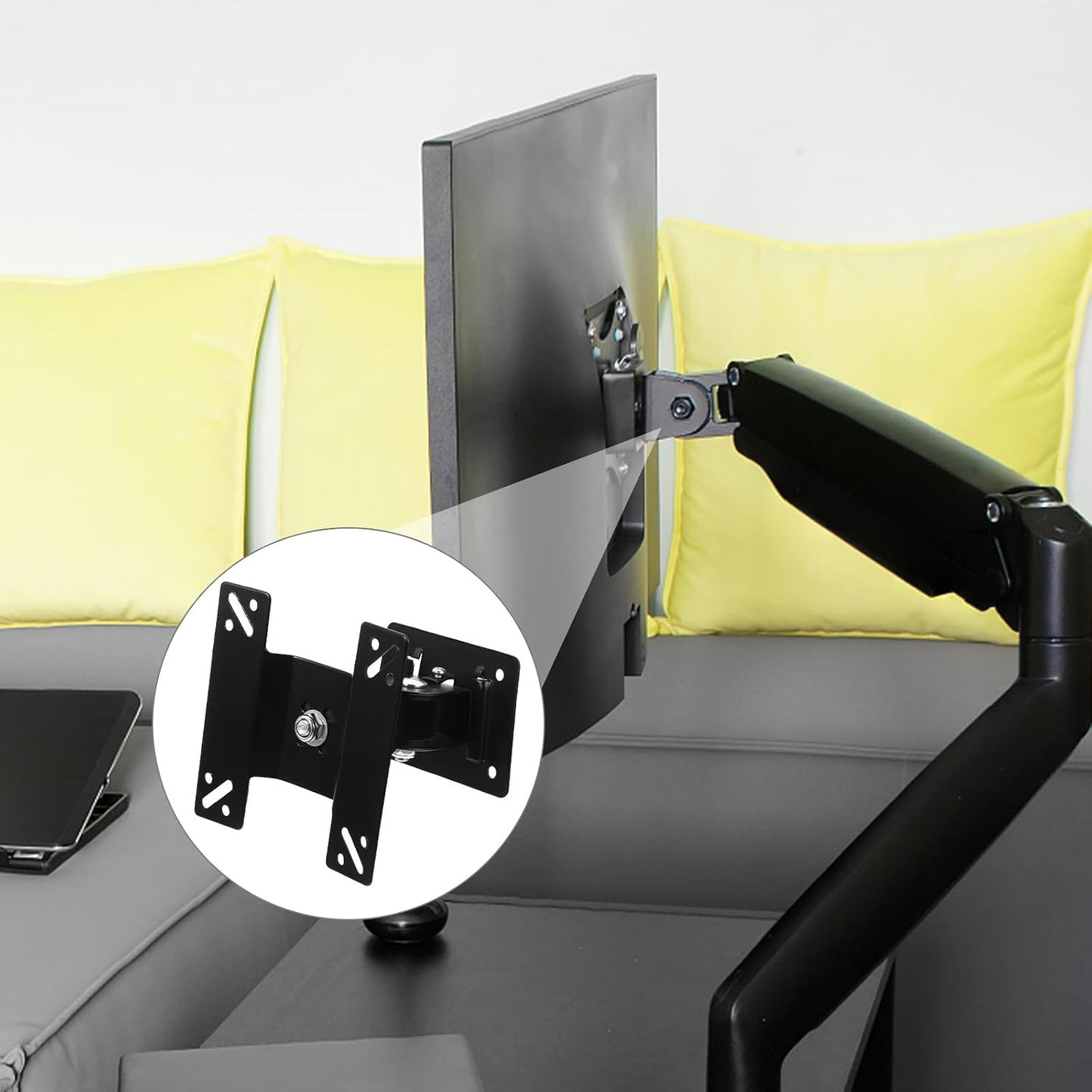jojofuny 14-27 Inch Wall Mounted Monitor Mount Bracket Metal Rotation Swivel LCD Tv Stand for Home Office Flat Screen