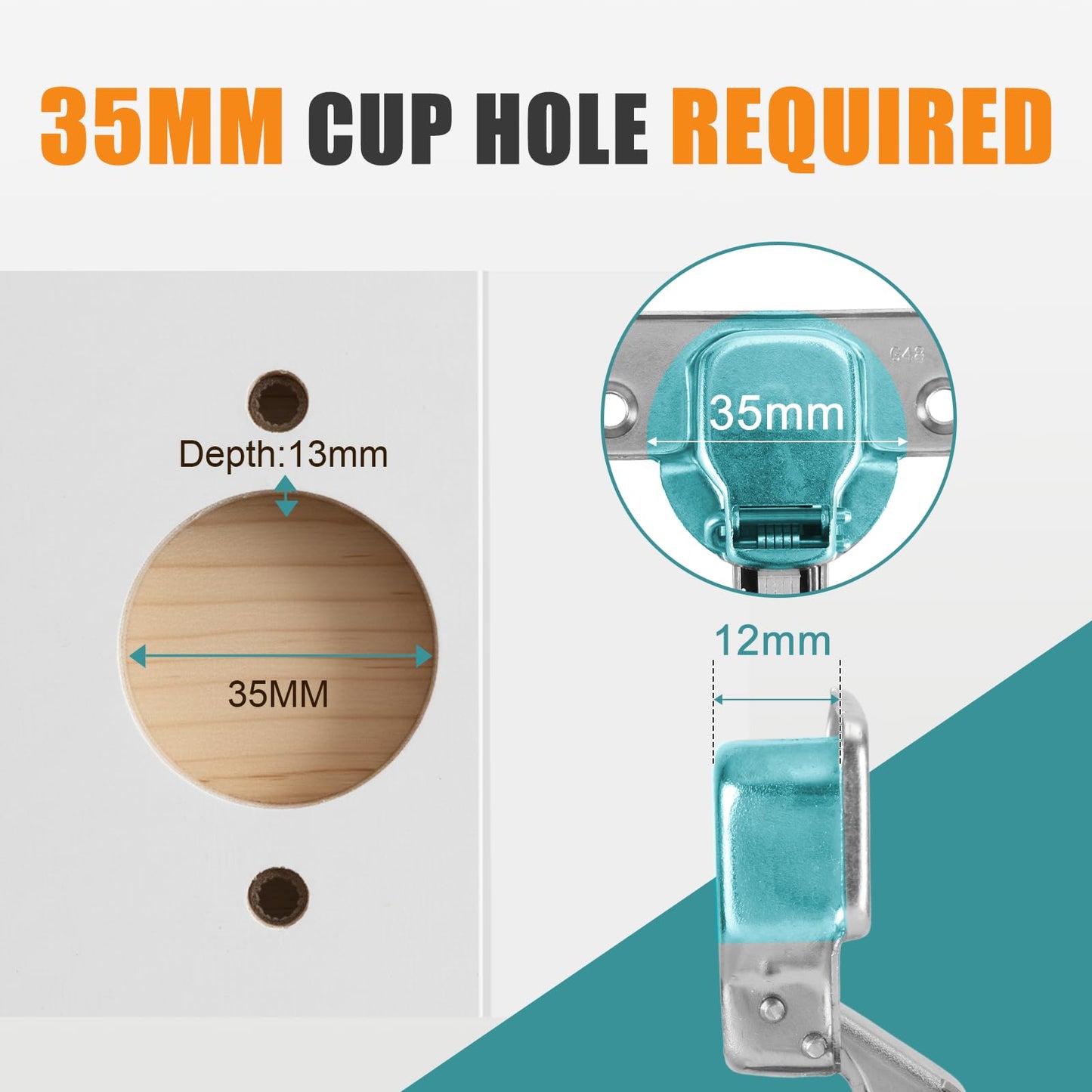 HBL' 50 Pack Soft Close Cabinet Hinges European Kitchen Cabinet Hinges for Frameless Cabinet Door, 35MM Quick Release Cup Hinges, 110° Full Overlay, 3D Adjustable and Slow Close Hinges