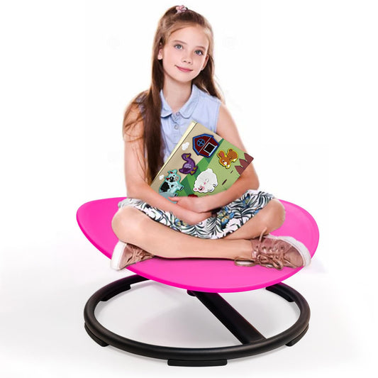 LWuuywa Kids Sensory Swivel Chair, Sensory Spinning Chair for Autism Kids, Body Coordination Training Chairs, Spin Seat, Metal Base, Non-Slip Design (Rose)