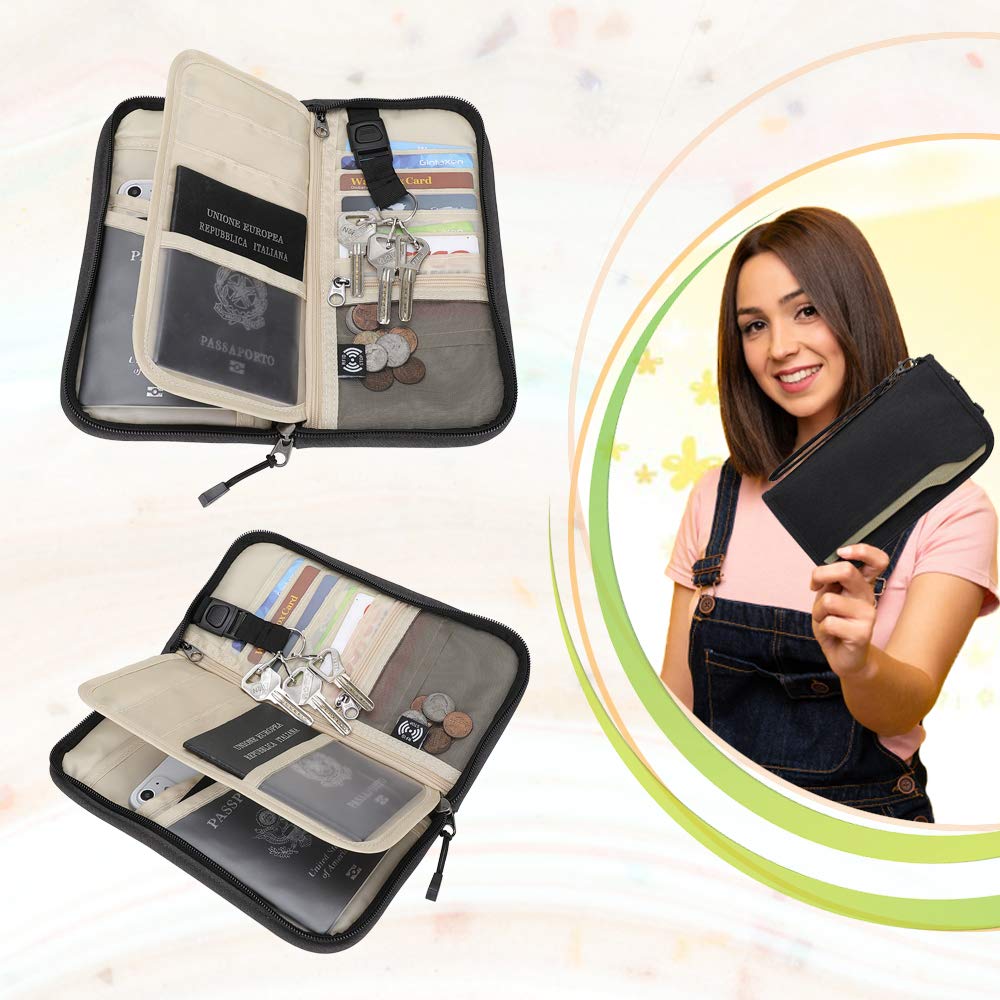ZOPPEN Rfid Passport Holder Travel Wallet Family Documents Organizer Travel Accessories for 6 Passport, #01 Black