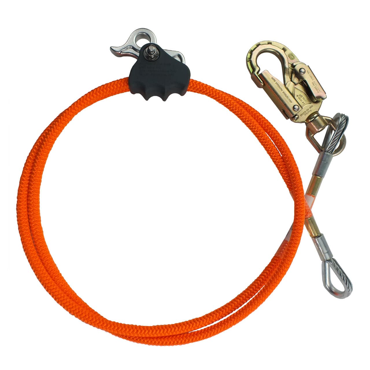 ProClimb All-in-One Adjustable Tree Lanyard Flip Line Kit with Removable Better Grab Adjuster & Swivel Eye Snaphook | for Fall Protection, Arborist | 1/2 Inch x 15 Feet