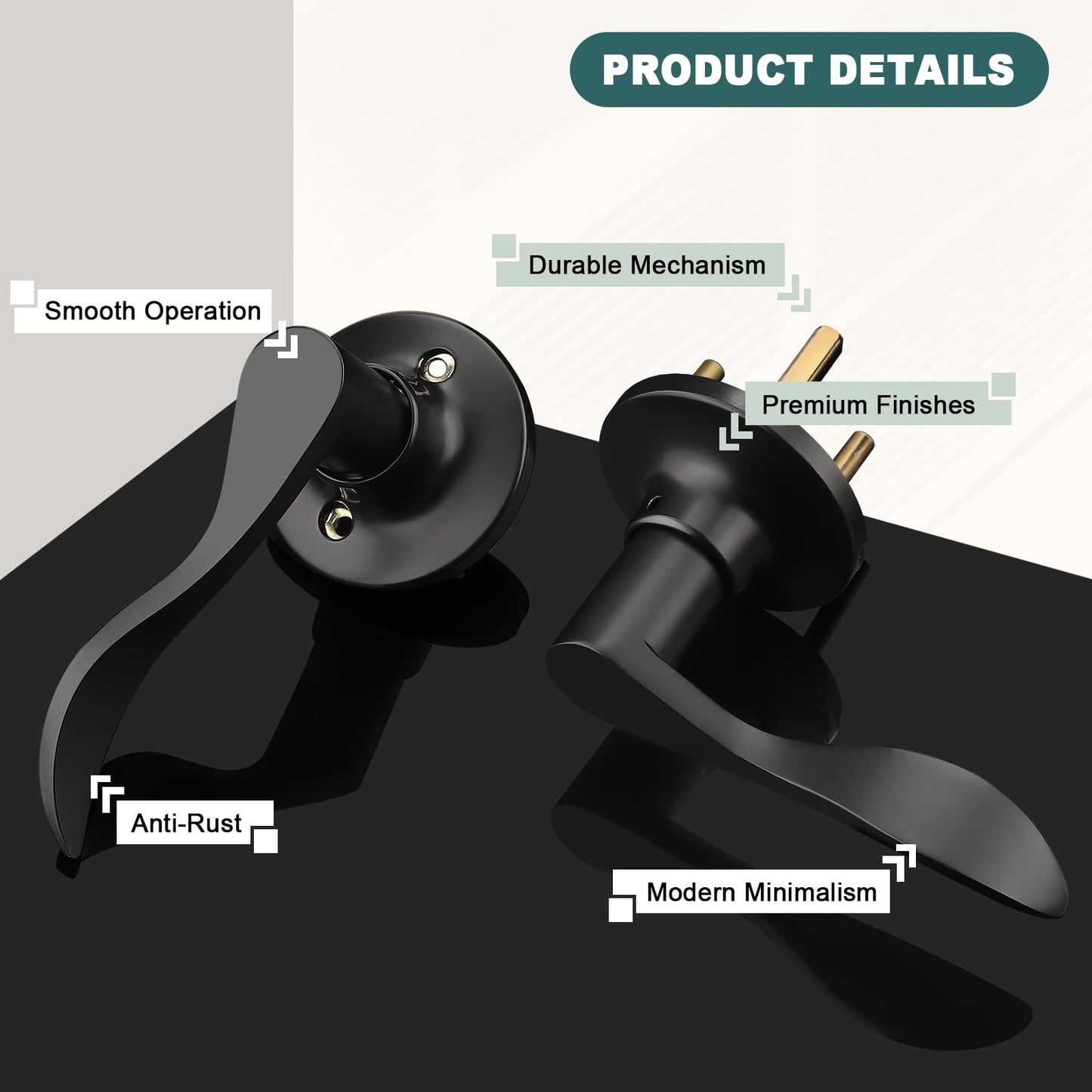 GOBEKOR 10 Pack Black Passage Lever Handle Interior Door Levers Hallway Closet Door Handles Wave Door Lock Keyless Lever Door Handles