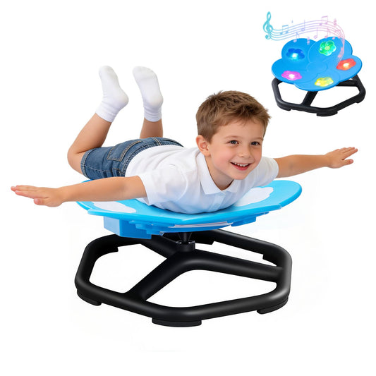 APUFSKO Spinning Chair for Autistic Kids Autism Sensory Spinning Chair for ADHD Children & Toddlers Sit&Spin Swivel Seat Training Body Coordination & Balance 360°Rotating with Lighting&Music (Blue)