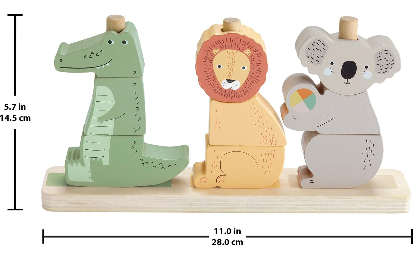 Fisher-Price Wood Baby Toy Stack & Sort Animals, 10 Wooden Pieces for Developmental Play for Infants & Toddlers Ages 1+ Years