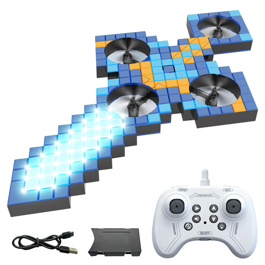 Foam RC Airplane with LED Light, 360° Flip, 3 Speed Modes, 4 Motors, 2.4GHz Remote Control Quadcopter for Teens Adults Aged 14+, RC Flying Toy Sword-Shaped RC Drone, Blue