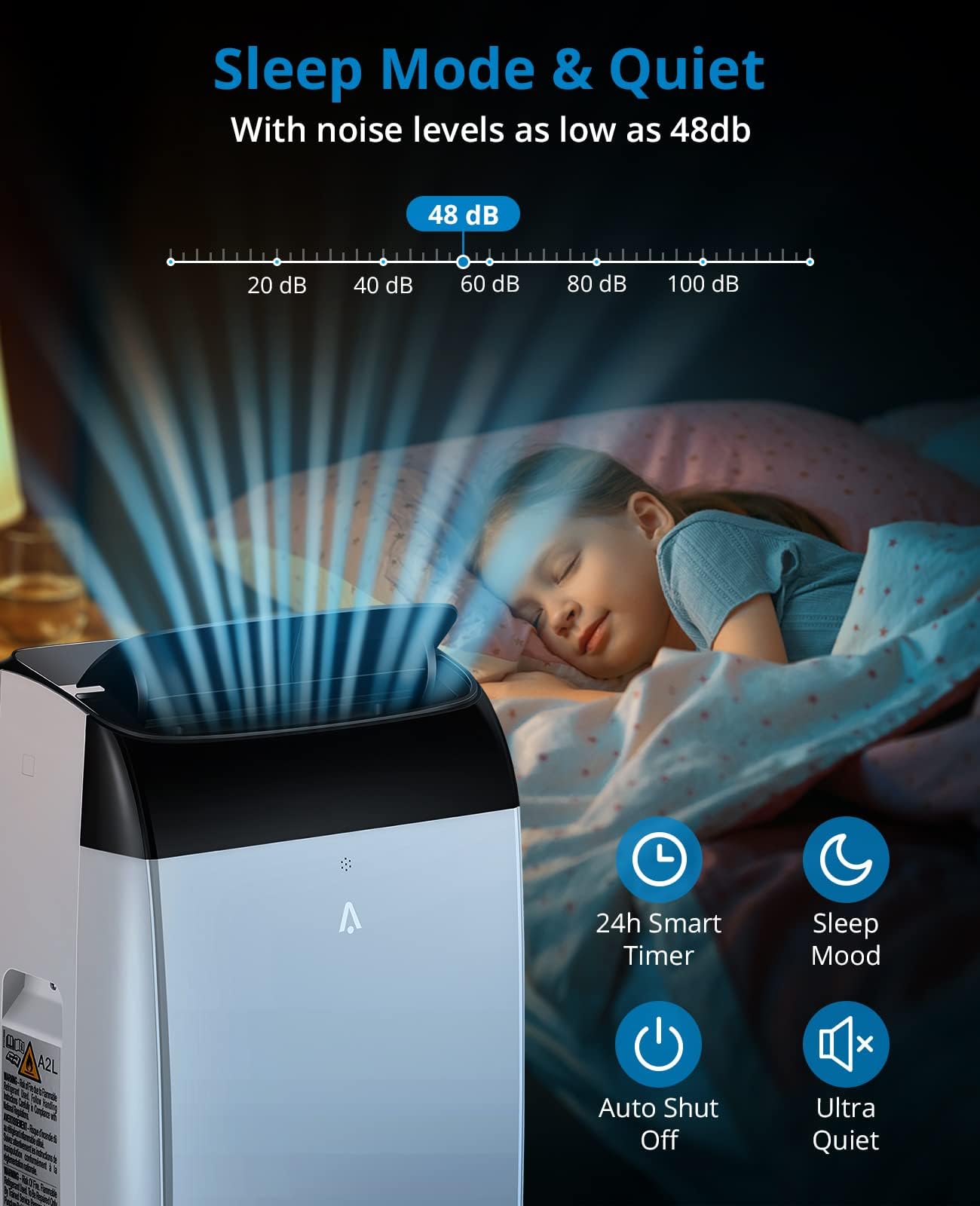 Portable Air Conditioners, 12000 BTU Cooling Capacity for Up to 550 Sq. Ft, Multi-Functional AC Unit with Fan, Dehumidifier, Remote Control, Quiet Operation for Home and Office, Black Top
