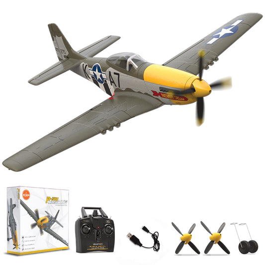 LEAMBE Brushless 4 Channel RC Plane, Ready to Fly Aerobatic Aircraft, Easy Control for Beginners, P51 Mustang RC Airplane for Adults Green