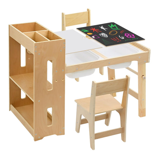 WINGYZ Sensory Table and Chairs, Toddler Activity Table and 2 Chair Set with Storage Cabinet & Bins, 6 in 1 Kids Desk Art Table with Paper Roll for Playrooms Daycare, Sensory Tables for Toddler Gifts