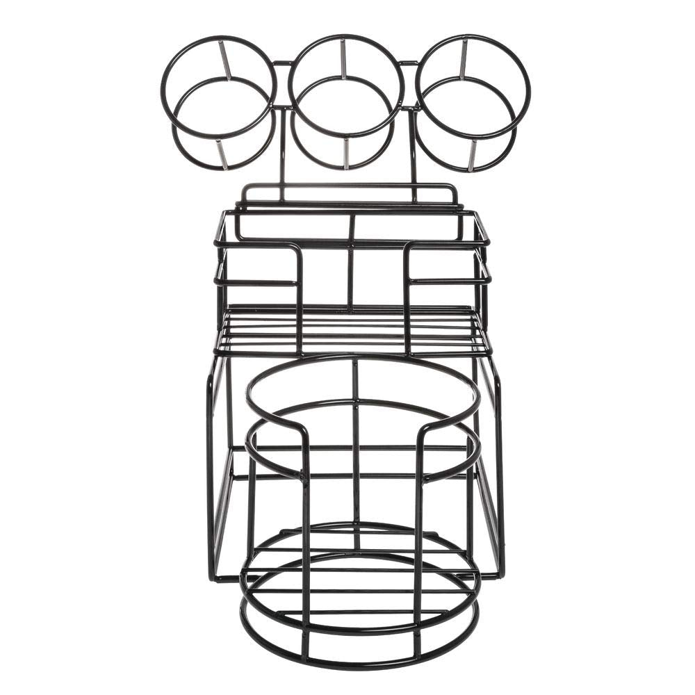 HUBERT Basic Collection Wire Plate/Bowl, Napkin Holder with Detachable Cylinder Holder - Black