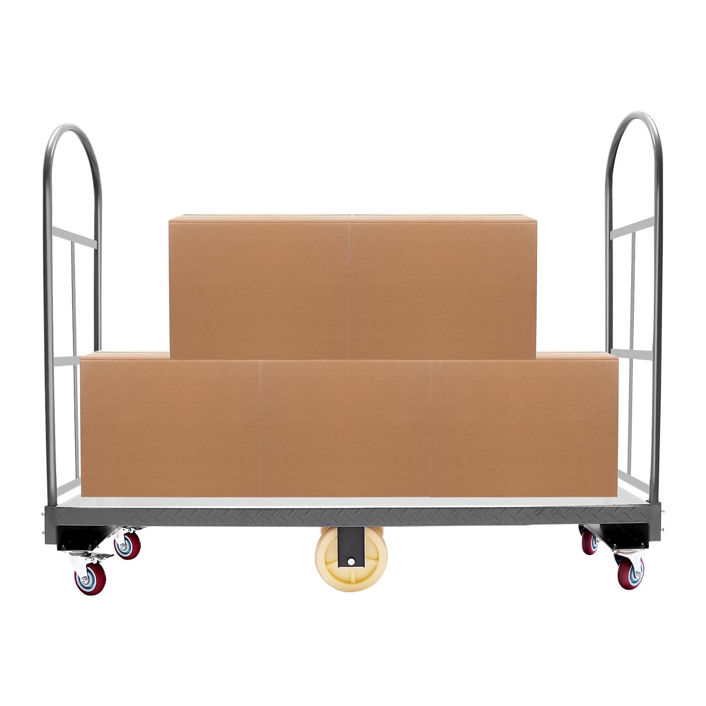 U-Boat Platform Truck Dolly, Heavy Duty Steel Deck Utility Cart with Dual Removable Handles 64.6x15.7inches Hold Loads Up to 2000 lbs