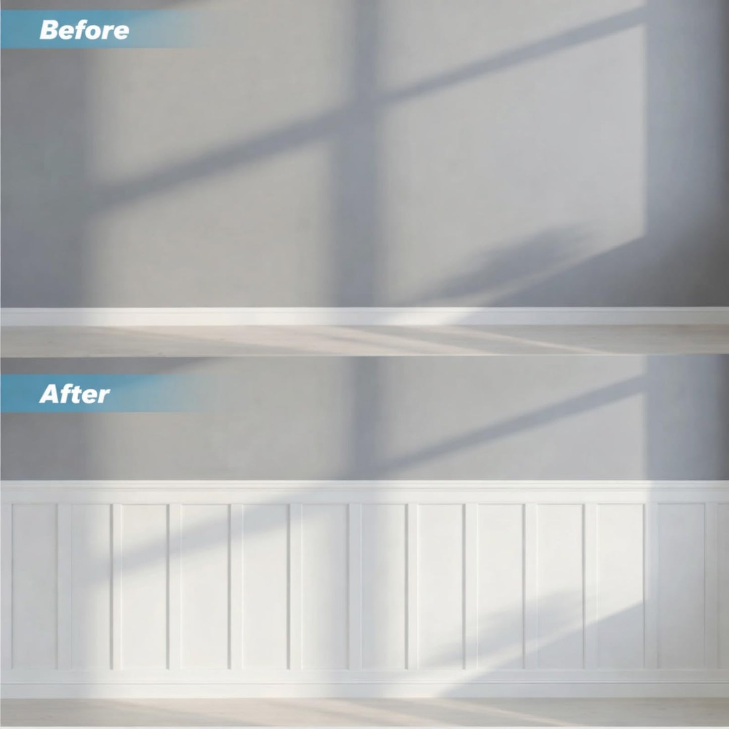 Weysat 1 Set 157.48 x 62.99 Inch MDF Board and Batten Wall Panel Kit Premade Wainscoting Panels Decorative Wall Molding Trim Slats Paintable Accent Kit for DIY Home Bedroom Living Room Decor