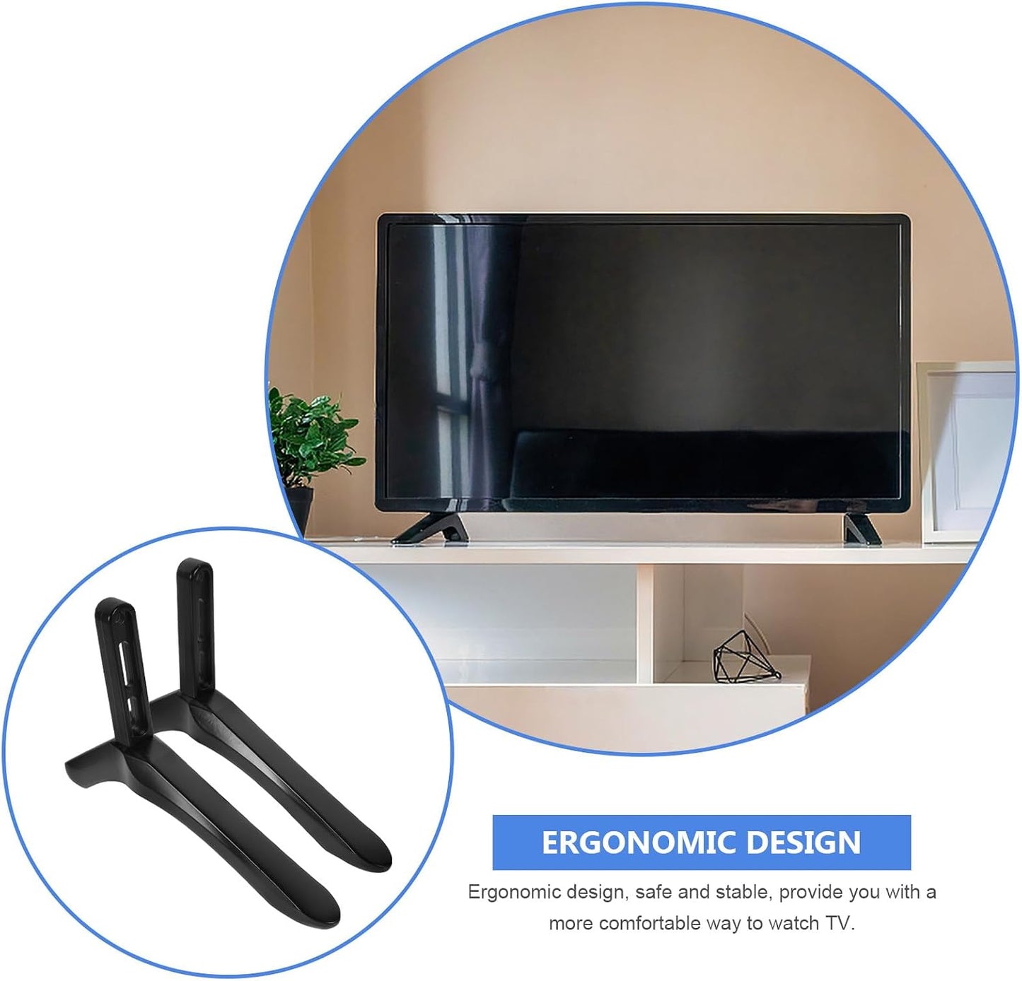 UKCOCO Tv Table Support and Replacement Base Stand with Screws Black Tv Holder Bracket for Flat Screen Televisions