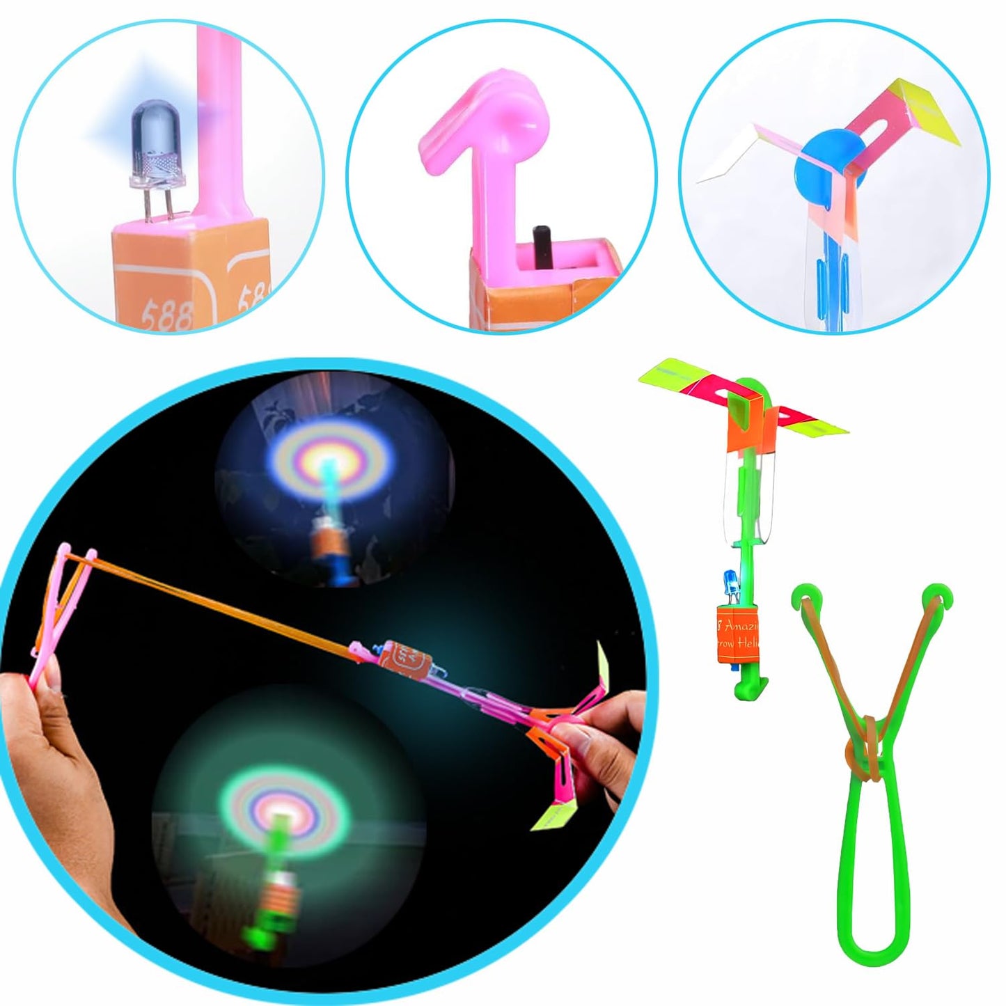 33 Sets Slingshot for Kids,Light Up Flying Toys,Glow In The Dark Party Supplies,Outdoor Games,Beach,Camping Essentials,Outside Toys,Valentines Day Gifts,Classroom Prizes,Party Favors for Kids 8-12 4-8