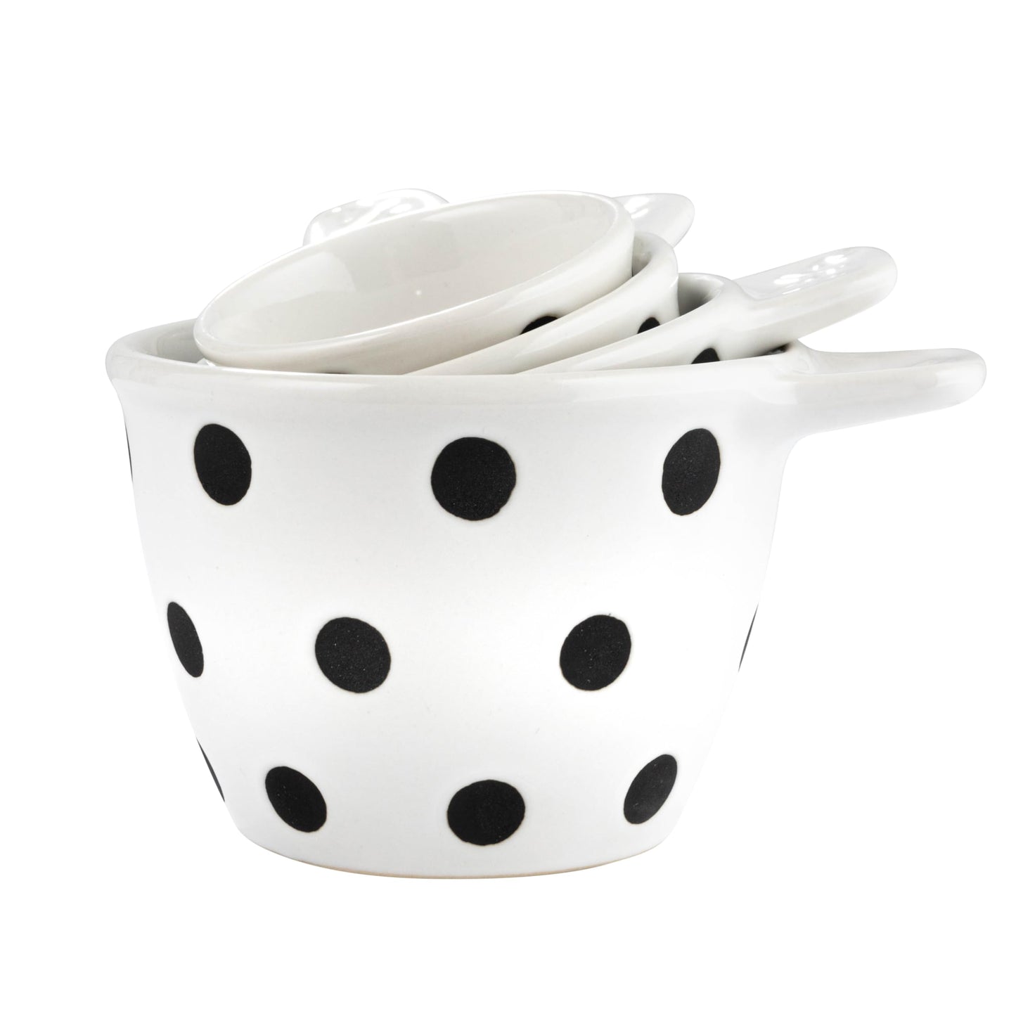 Creative Co-Op Ceramic Measuring Cup, Set of 4, Black and White