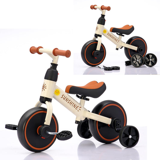 FVOJZQGD 3 in 1 Balance Bike and Bicycle with Training Wheels, Adjustable Seat, Convertible Tricycle for Toddlers and Kids 1-3 Years, Boys Girls