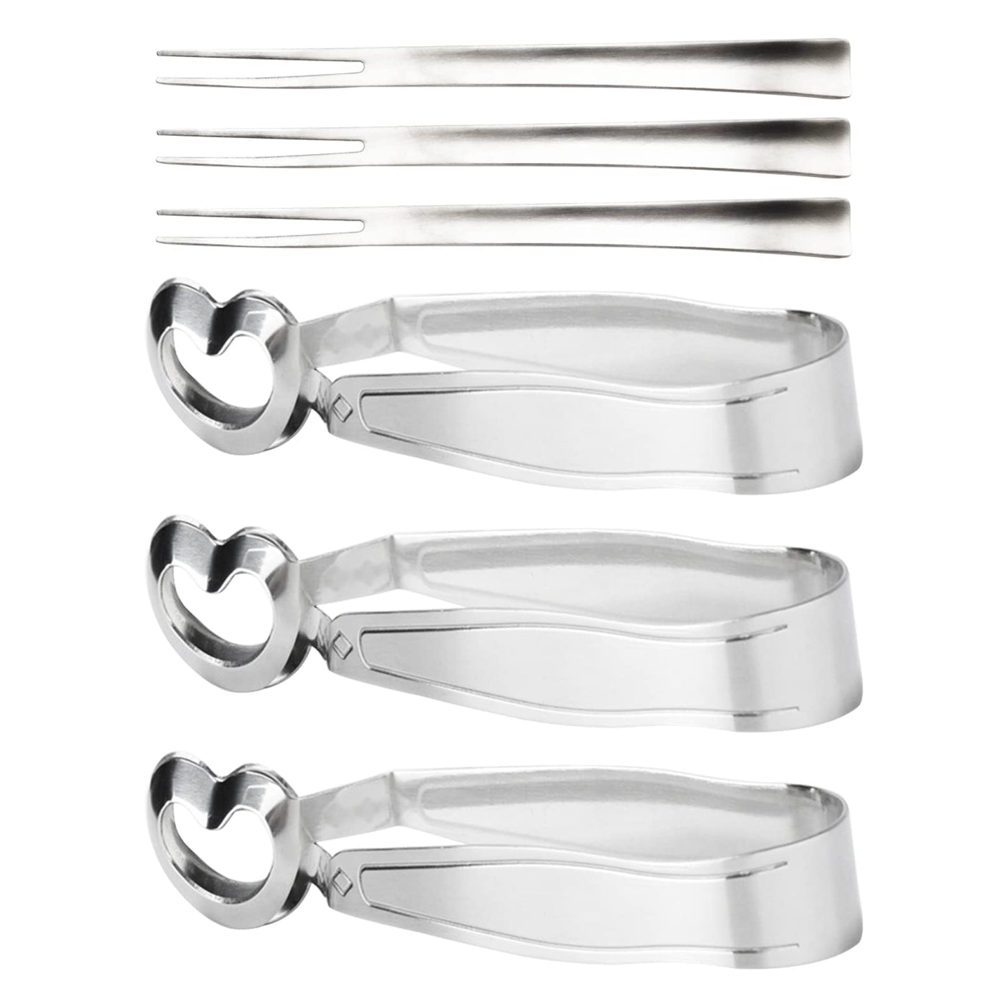 GOODFEER 6 PCS Escargot Tongs Stainless Steel Kitchen Food Tong with Seafood Forks for Snails, Fruit Salad, Cake, Tea Bag, Ice for Drinking, Square Sugar for Coffee, Dishwasher Safe