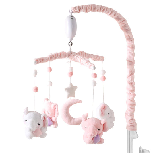Baby Crib Mobile - Elephant Mobile for Crib with 28 Inches Mobile Arm and 35 Lullabies Musical Box, 3 Modes Digital, Volume Control, Essential Gift for Infant Boys Girls Bedroom Hanging Decor