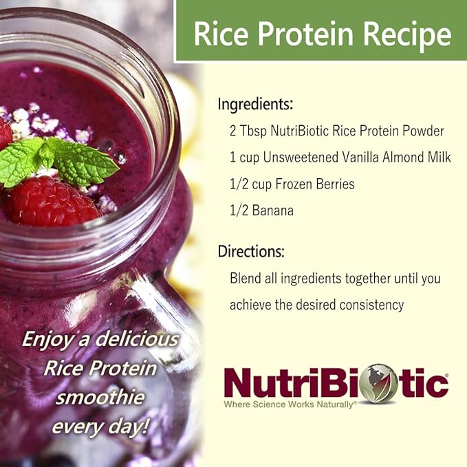 NutriBiotic ??Mixed Berry Rice Protein, 1 Lb 5 Oz (600g) | Low Carb, Keto-Friendly, Vegan, Raw Protein Powder | Grown & Processed Without Chemicals, GMOs or Gluten | Easy to Digest & Nutrient-Rich