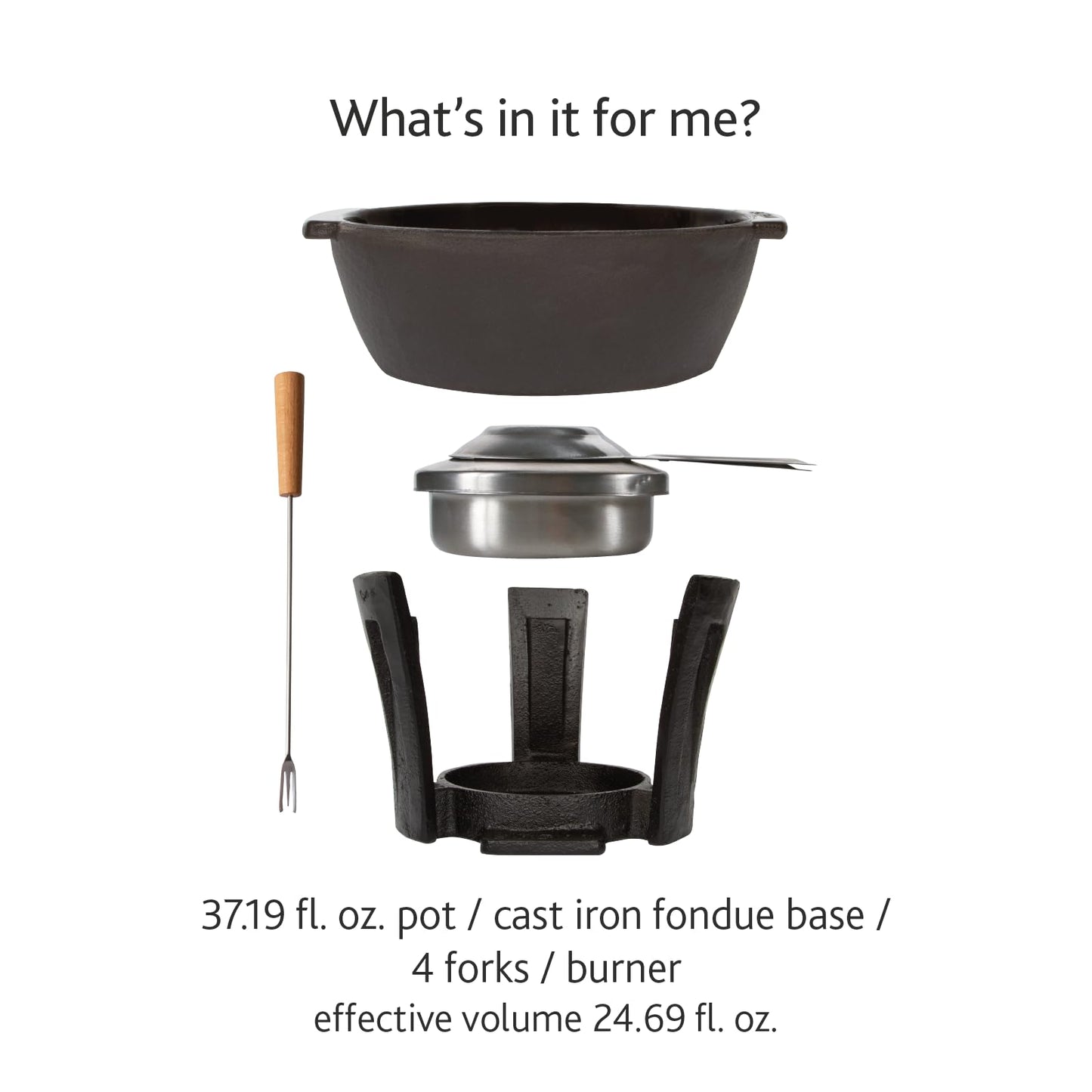 BOSKA Round Cast Iron Fondue Pot Party Pro - Durable inc. Burner and 4 Forks - for All Types of Stoves - Cheese Melts Smoothly Every Time