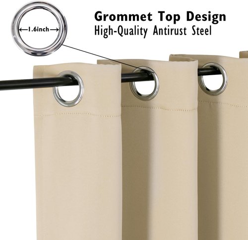 ChrisDowa Blackout Curtains - 80-Inch Thermal Insulated Grommet Panels for Room Darkening (Biscotti Beige, 2-Pack)