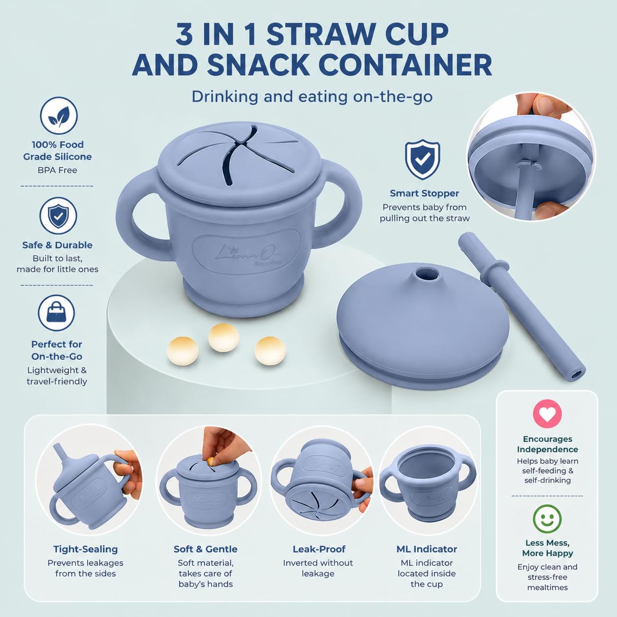 Silicone Baby Feeding Set, 10 Pcs Baby Led Weaning Supplies | BPA-Free Baby Dishes with Toddler Plates and Bowls Set, Silicone Bib, Suction Cup, Baby Spoons & Forks | Empower Independence – Gray