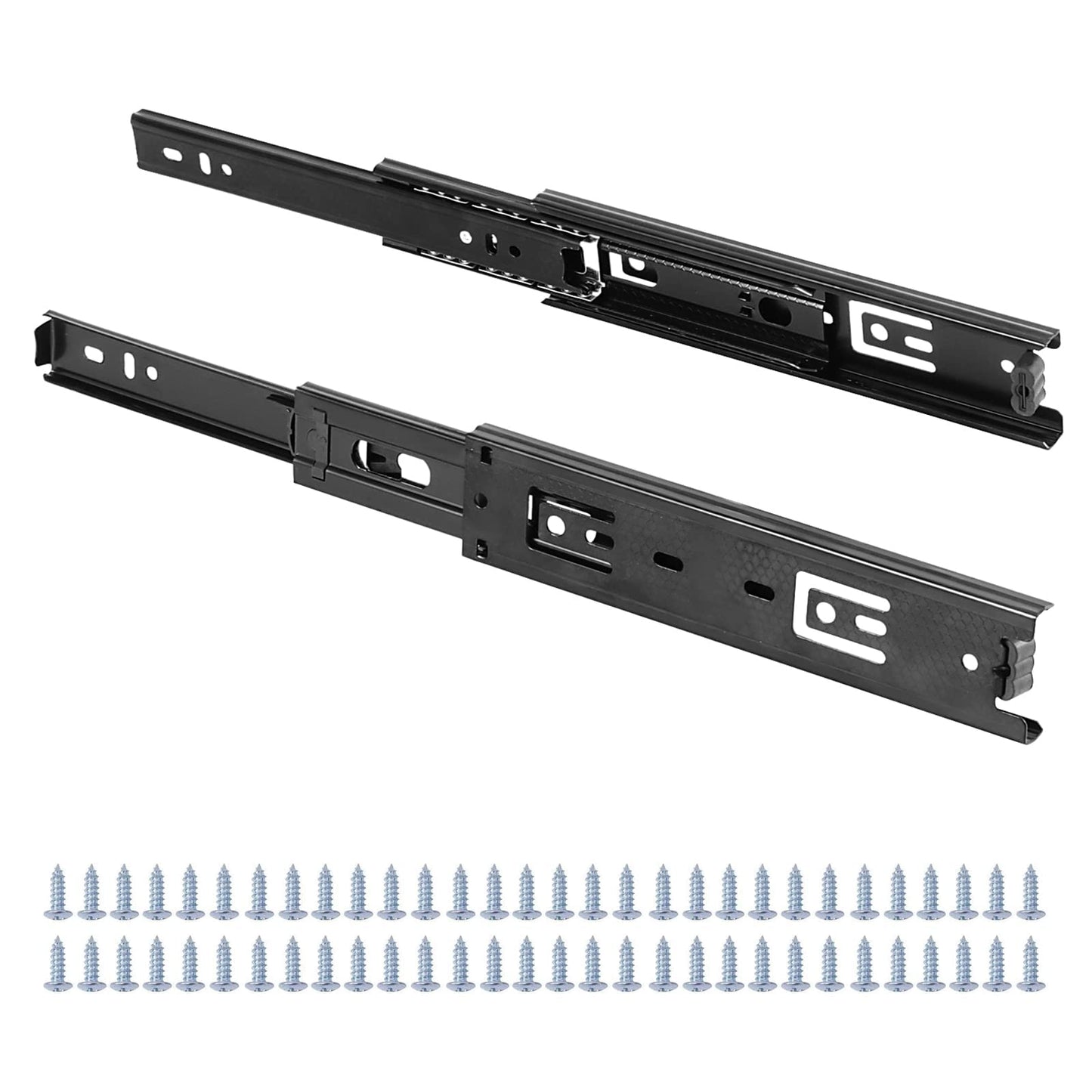 SEUNMUK 8 Pairs 6 Inch Full Extension Less Noise Drawer Slides 3 Section Ball Bearing Side Mounted Drawer Slider Heavy Duty Drawer Slides, with 64 Mounting Screws, Black