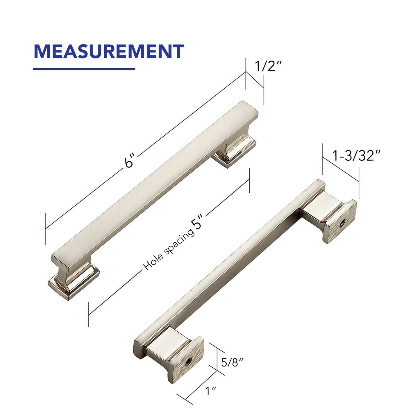 Ravinte Hardware 10 Pack 5 Inch (128mm) Brushed Nickel Cabinet Pulls, Heavy Duty Kitchen Drawer & Cupboard Handles, Solid Cabinet Hardware