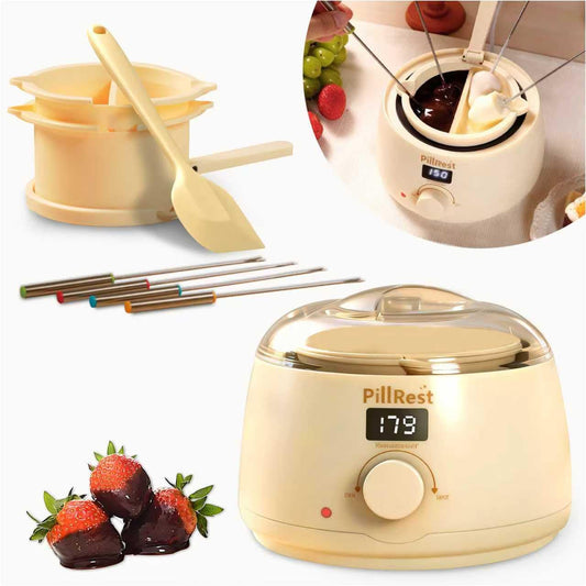 Chocolate Melting Pot, Electric Candy Melter with 2 Silicone Bowls, 17.6 OZ (500 ml) Fondue Pot Set & Chocolate Warmer Set for Dipping Cheese, Candy, Cake Pop, Home Fondue Parties Essential Supplies