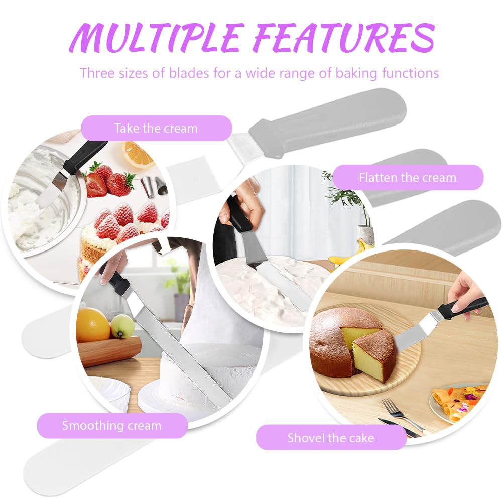 Cake Stand Rotating Turntable kit with Reusable Piping Bag and Piping Tips,Offset Spatula,Cake Decorating Tools for Beginners