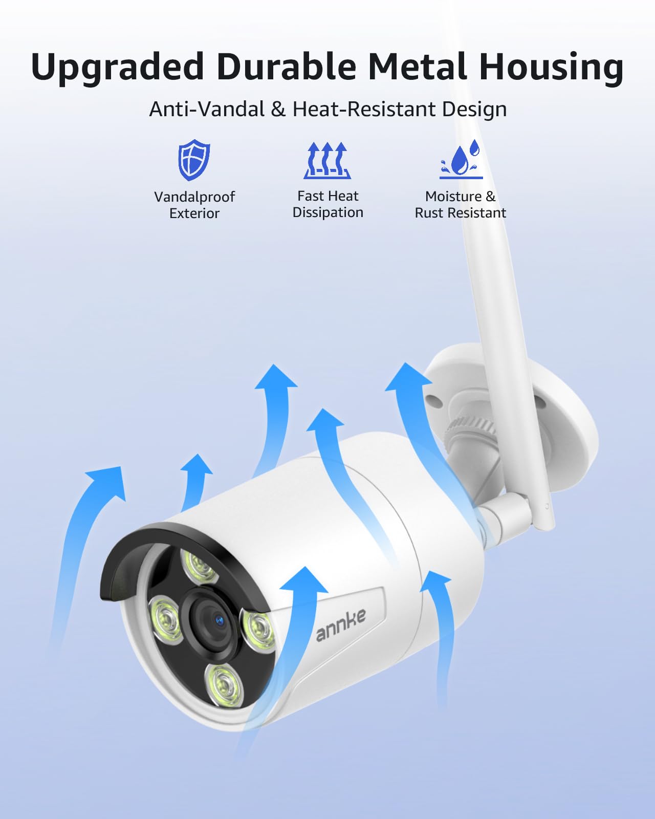 ANNKE Wireless Camera System, 16CH 4K Security NVR, 8Pcs 3MP Outdoor Cameras(Wired Power), 2-Way Audio, Dual-Band WiFi, Human Detection, IP66 Waterproof, 2TB HDD, 24/7 Protection, Metal Housing