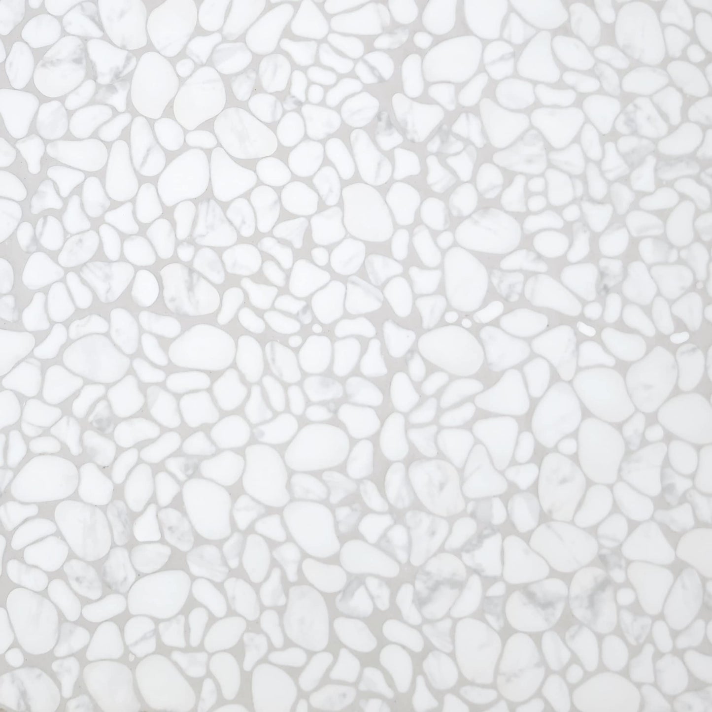 SUNWINGS 10-Sheet Pebble Tile for Shower Floor Border Kitchen Bathroom Backsplash, Carrara White Recycled Glass Marble Stone Looks Wall and Floor Tile, Covers 7.9 Sq. Ft