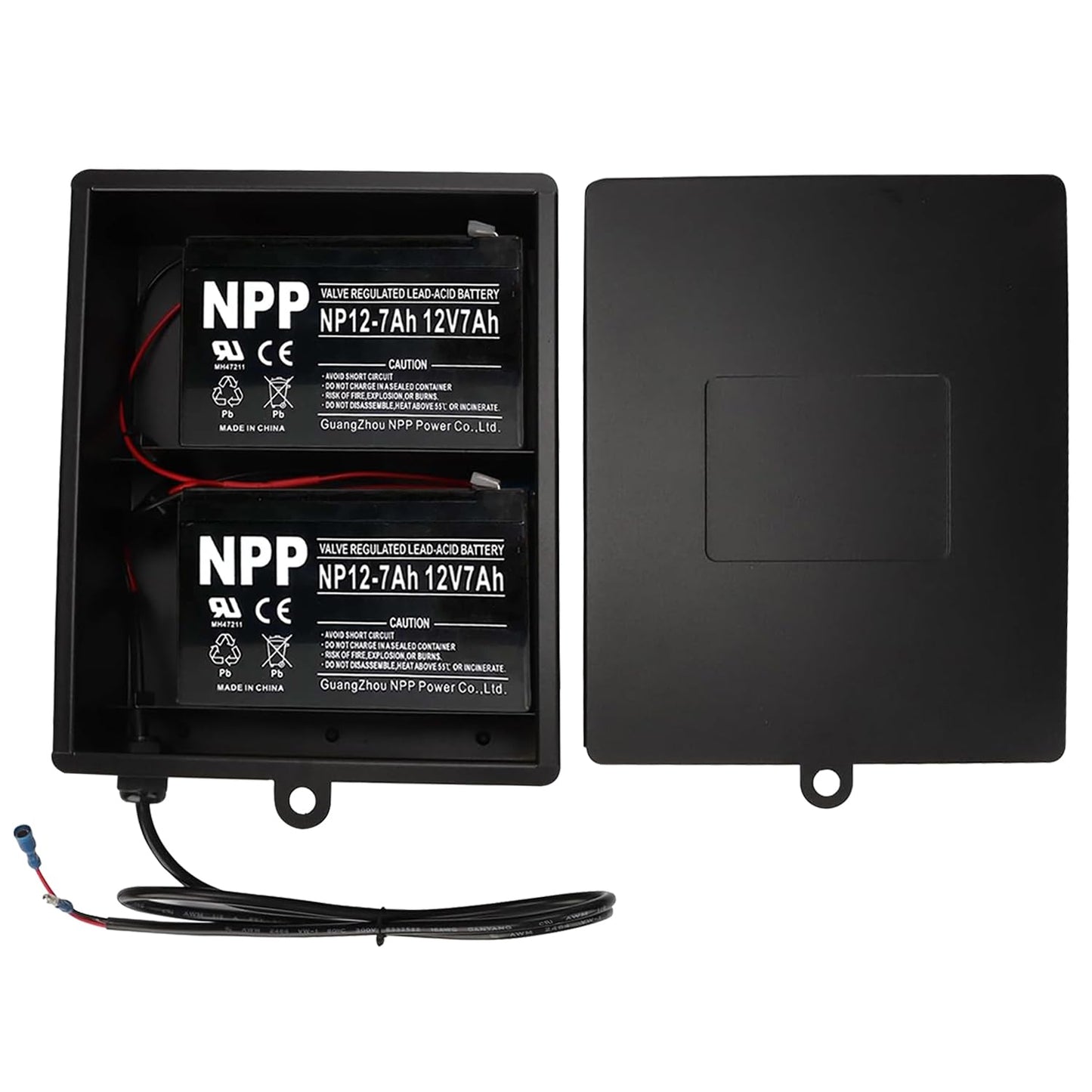 2025 New Upgraded Steel Battery Box with 2 Batteries Kit(12V 7AH Lead-Acid), for 12/24V Driveway Swing Gate Opener, Upgraded ABBT Battery Box Kit (Kit with 2 Batteries)