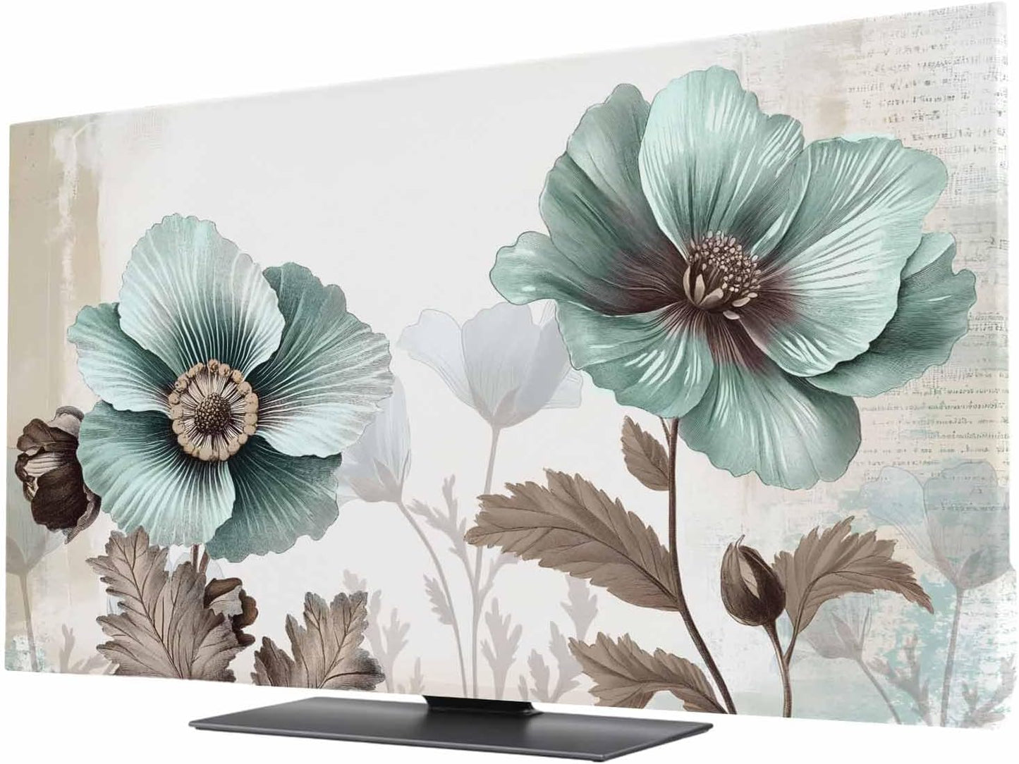 Singingin 32 Inch, Blue Broccoli TV Dust Cover Vintage Victorian Style Flowers Computer Monitor Cover Dustproof