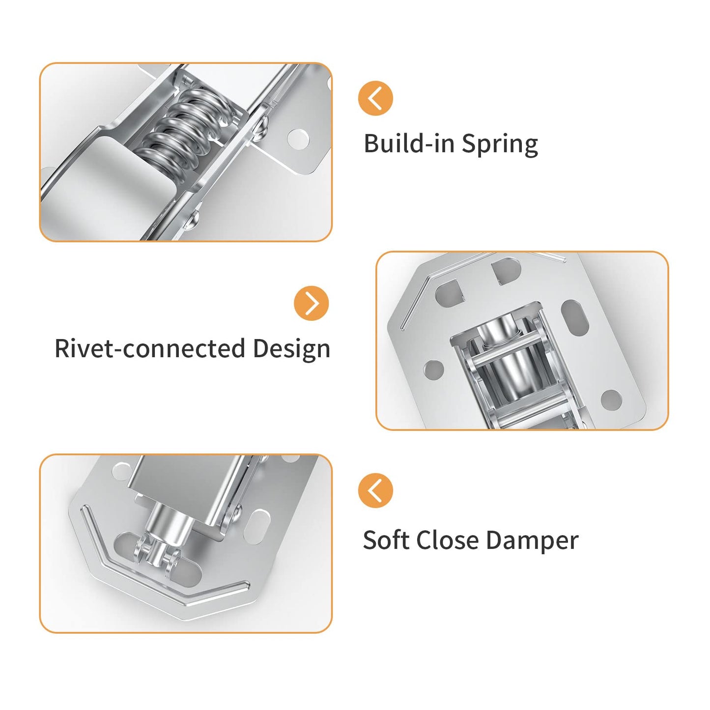 Chibery 10 Pack 90 Degree Soft Close Surface Mount Spring Hinges, Easy Installation No Pre-drilled, Noiseless Frameless Hidden Concealed Kitchen Cabinet Hinge for Cupboard Folded Replacement Hardware