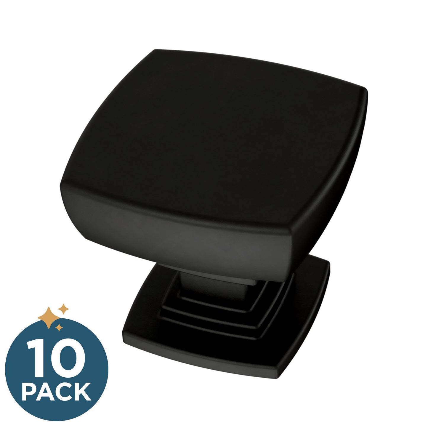 Franklin Brass (10-Pack) – Square Matte Black Cabinet Knobs for Dressers, Drawers, Kitchen Cabinet Door, Vanity, Furniture, Closet Knobs, 1-1/8 Inch | Parow