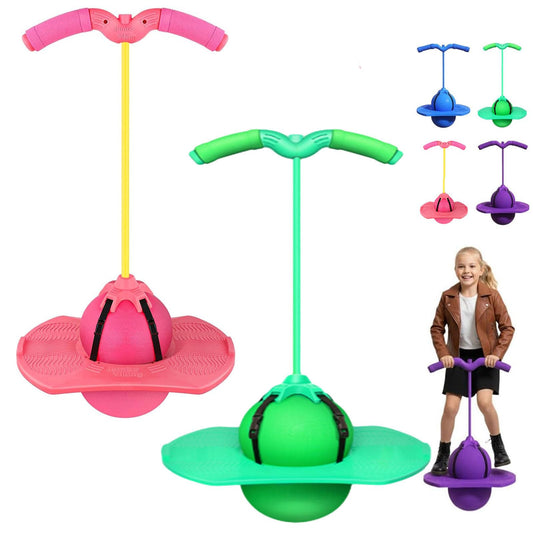 Balance Jumping Ball for Kids, 2026 New Bouncing Ball with Handle and Pump for Beginners & Adults, Fun Challenge Indoor Outdoor Bounce Toys, for Balance/Coordination/Fitness (Pink+Green)