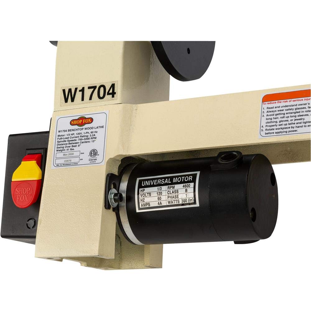 SHOP FOX W1704 1/3-Horsepower Benchtop Lathe