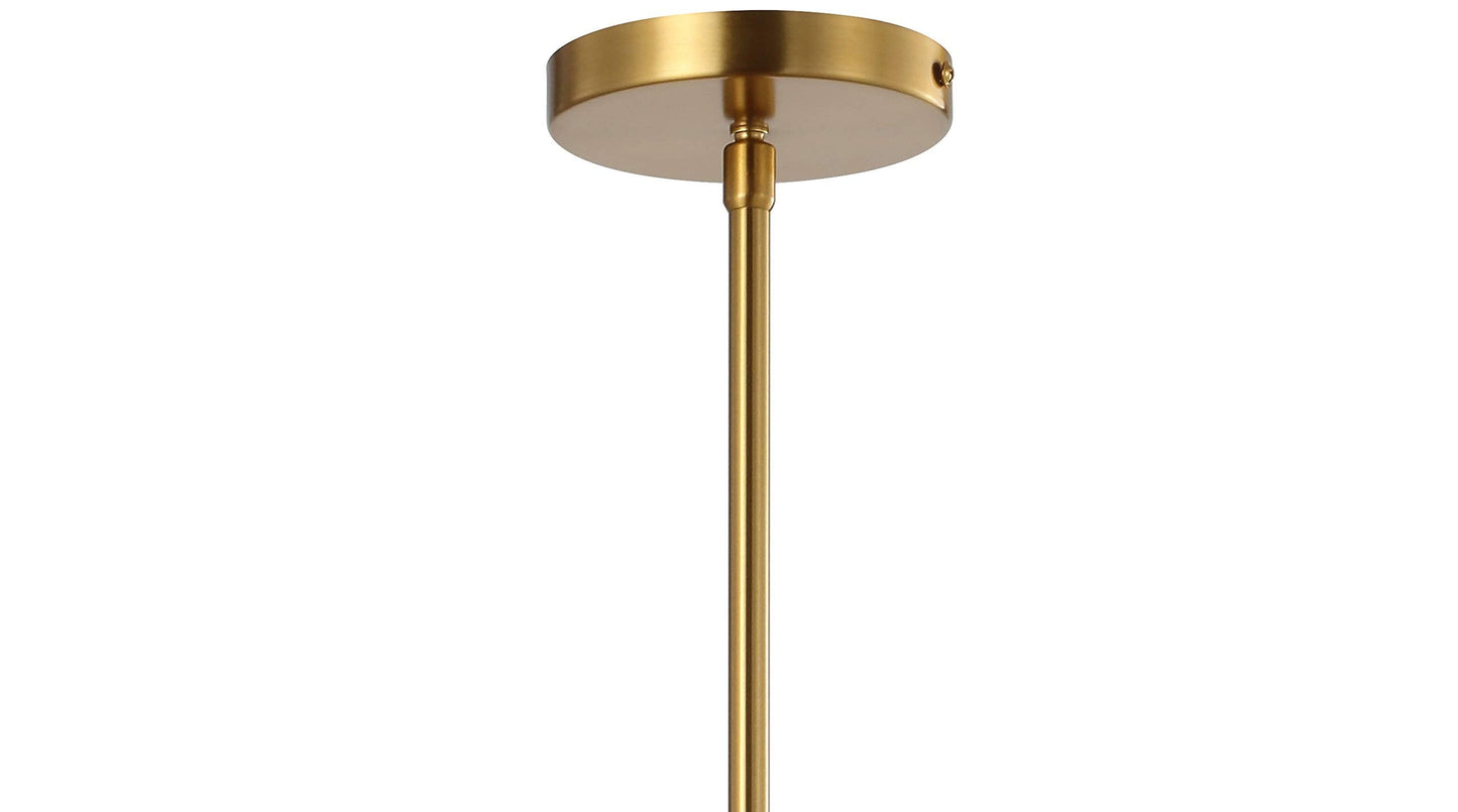 JONATHAN Y 13" Black/Brass Gold Modern Industrial Iron LED Dome Pendant Light, Adjustable Hanging Fixture for Kitchen Island or Entryway, Black Metal Shade, LED Bulb Included (JYL9536A)