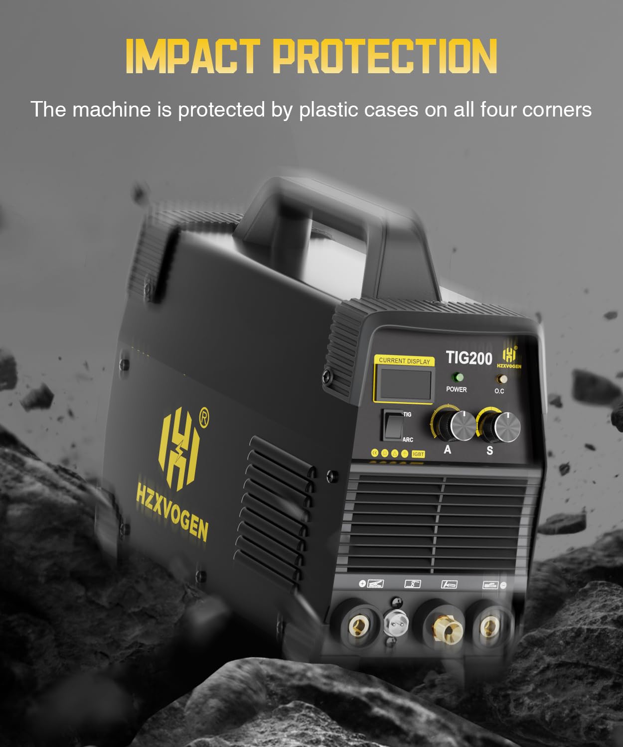 H HZXVOGEN 200A TIG Welder, HF TIG/Stick 2 in 1 Welder Machine with Post Gas, 110V 220V Dual Voltage IGBT Inverter TIG Welding Machine(TIG200)