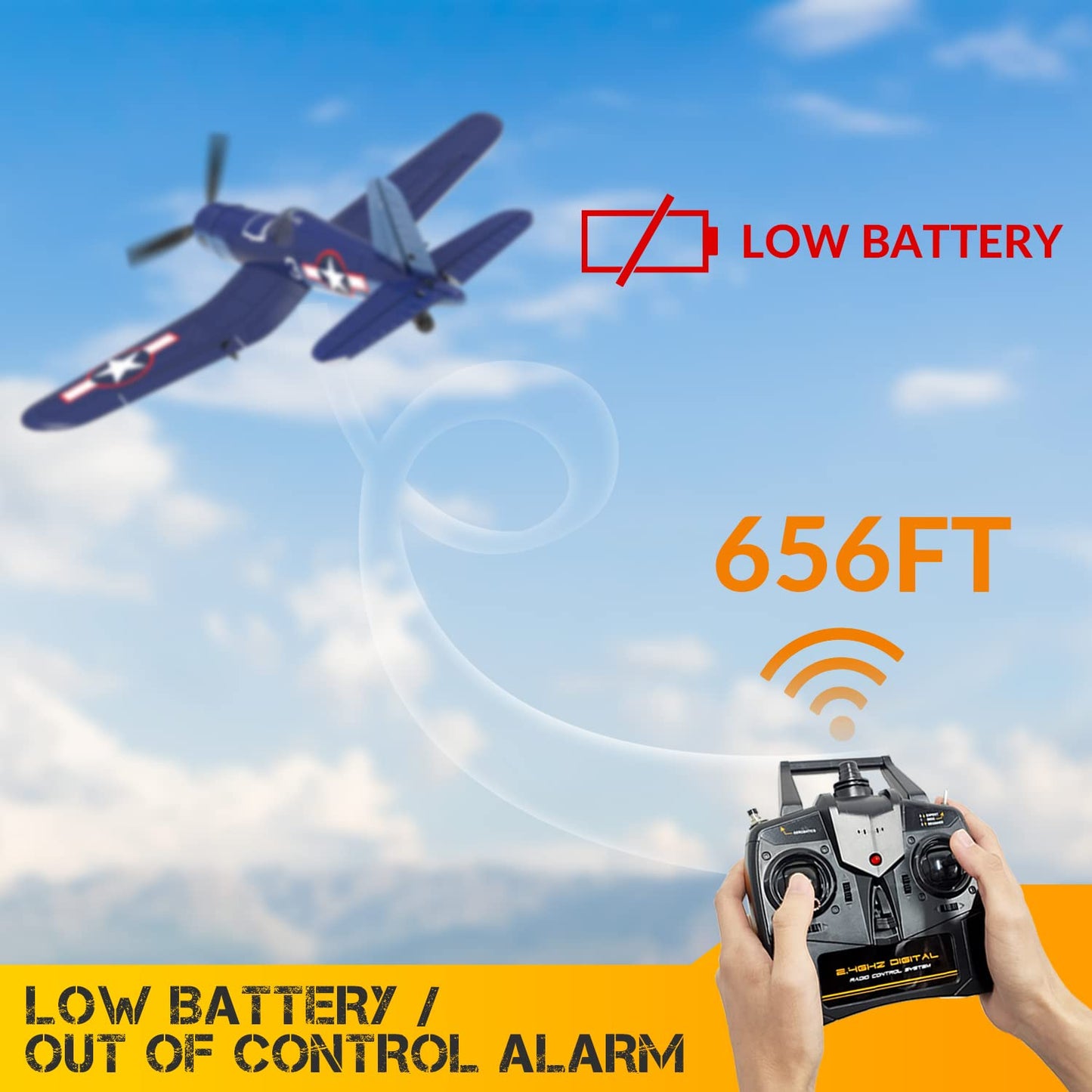RoofWorld 2023 New Upgrade F4U Corsair RC Plane 4 Channel RTF Remote Controlled Aircraft RC Airplane for Beginners Adult with Xpilot Stabilization System & One Key Aerobatic