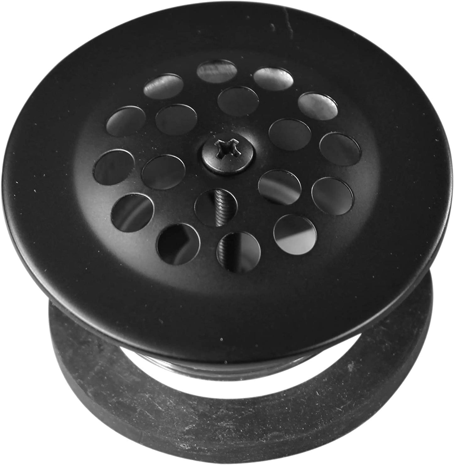 Westbrass 592244-12-62 14" White Poly Tubular Bath Waste & Overflow Assembly with Trip Lever and Strainer Grid Drain Cover, Matte Black (12-Pack)